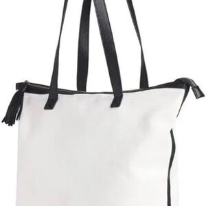Walter Baker Carly Canvas Tote Bag NWT | White & Black Trim